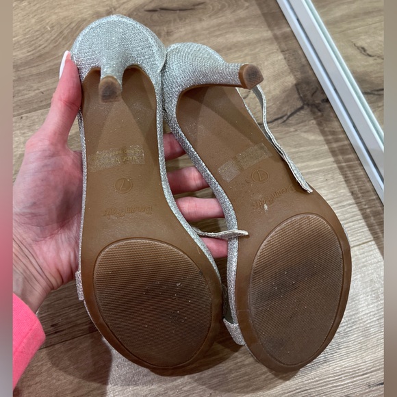 Silver Open Toe Ankle Strap Dressy Sexy Stiletto Heels in size 7 U.S. - Picture 9 of 12